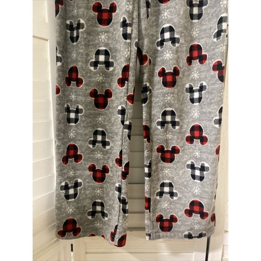 Disney Mickey Mouse Logo Pajama Bottoms Fleece Lounge Pants Elastic Waist XS - Picture 3 of 8